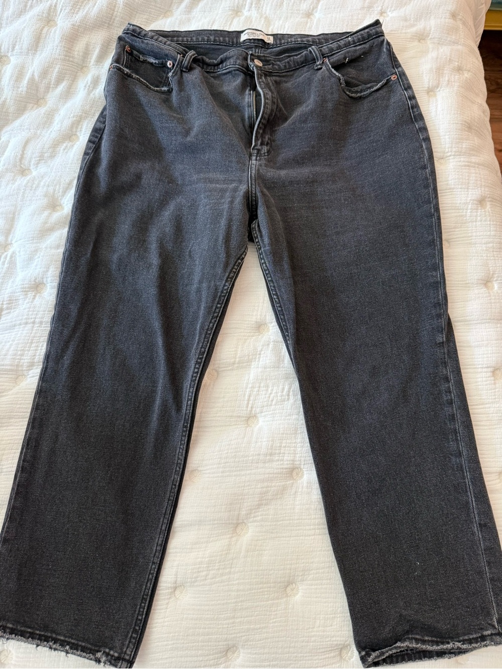 Abercrombie and fitch ultra high rise ankle straight washed black jeans
